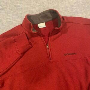 Columbia Mens Quarter Zip Fleece Pullover Red Heather Sweatshirt XM0846 Large